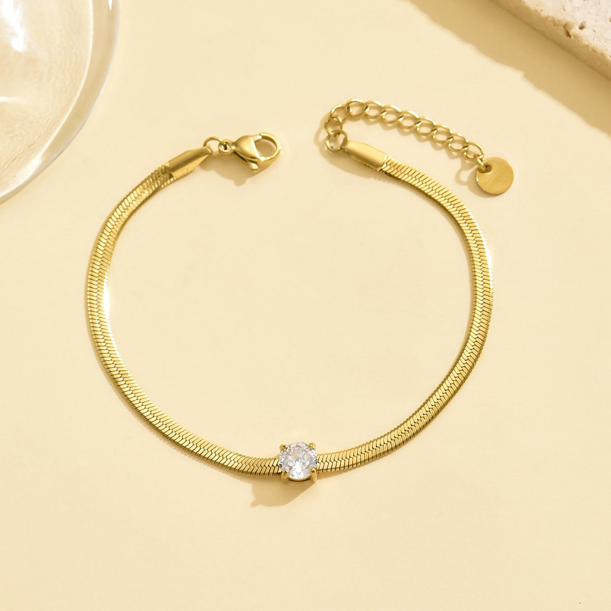 Customizable Stainless Steel 14K Gold PVD Plated Chain Bracelets Trendy Zircon Waterproof Hypoallergenic Unisex Gift