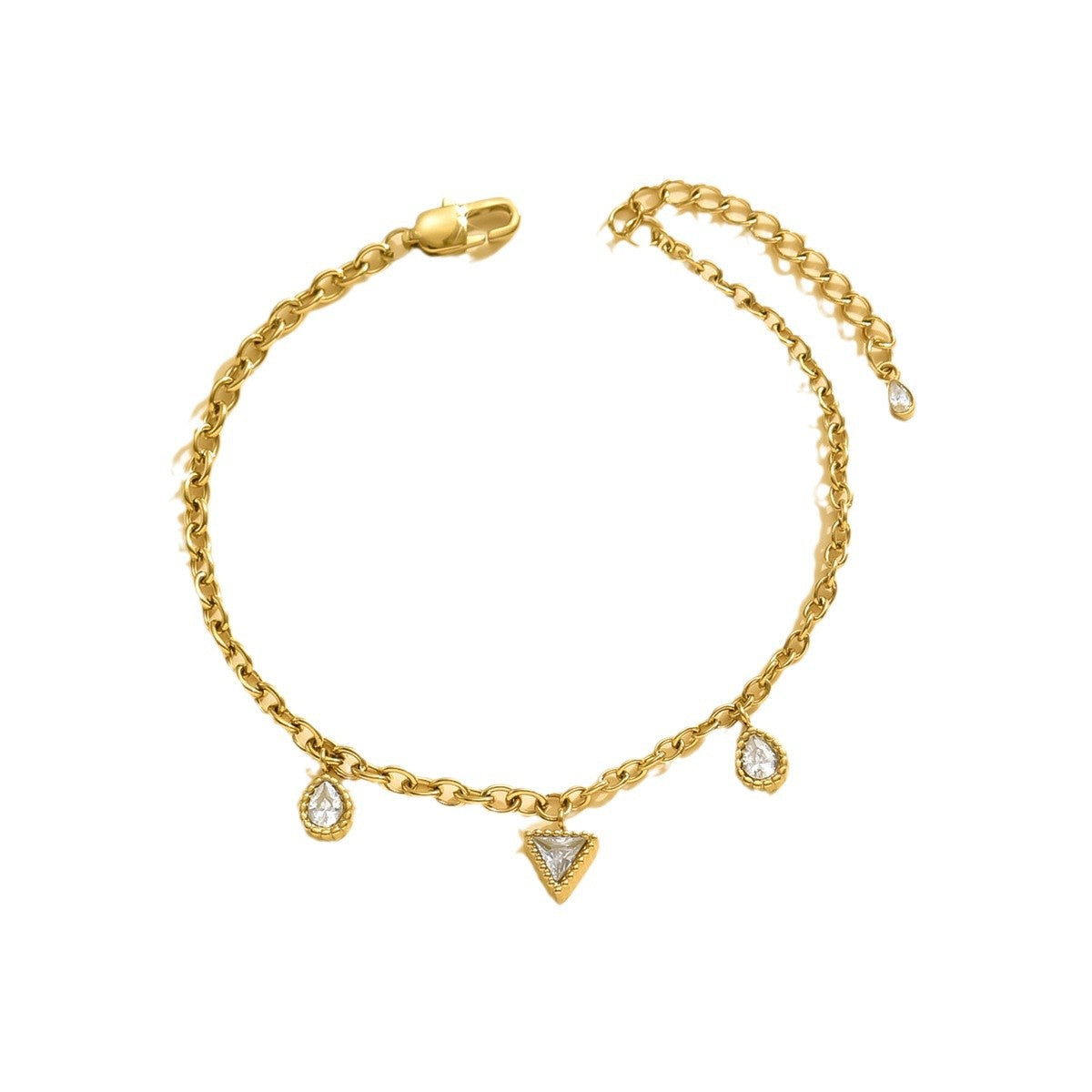 Customizable Stainless Steel 14K Gold PVD Plated Chain Bracelets Trendy Zircon Waterproof Hypoallergenic Unisex Gift
