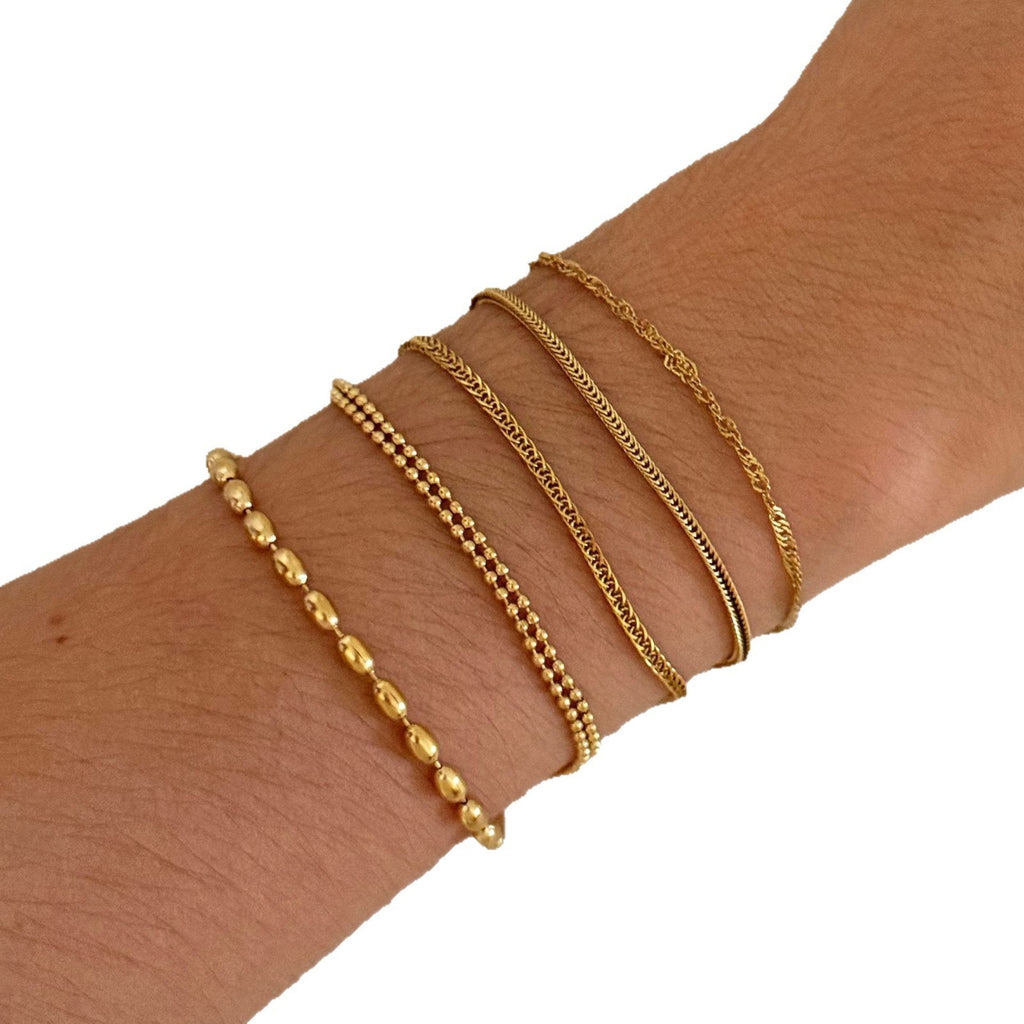 Customizable PVD 18k gold plated stainless steel simple design chain bracelets for unisex fashion chain link bracelets