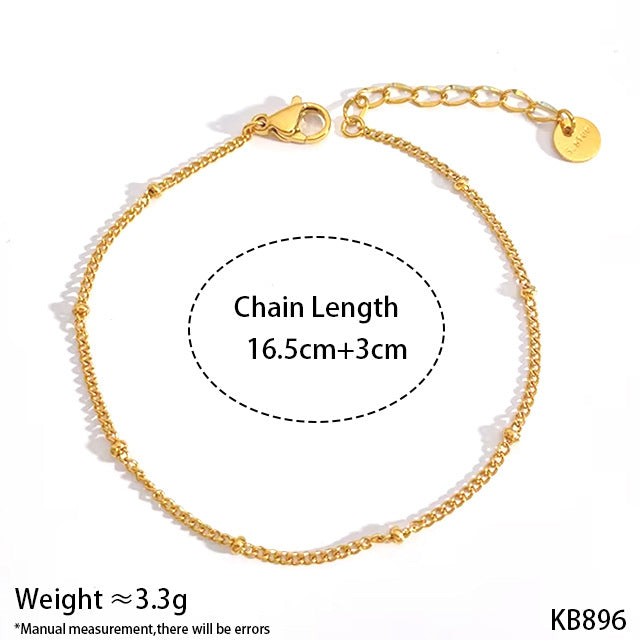 Customizable PVD 18k gold plated stainless steel simple design chain bracelets for unisex fashion chain link bracelets