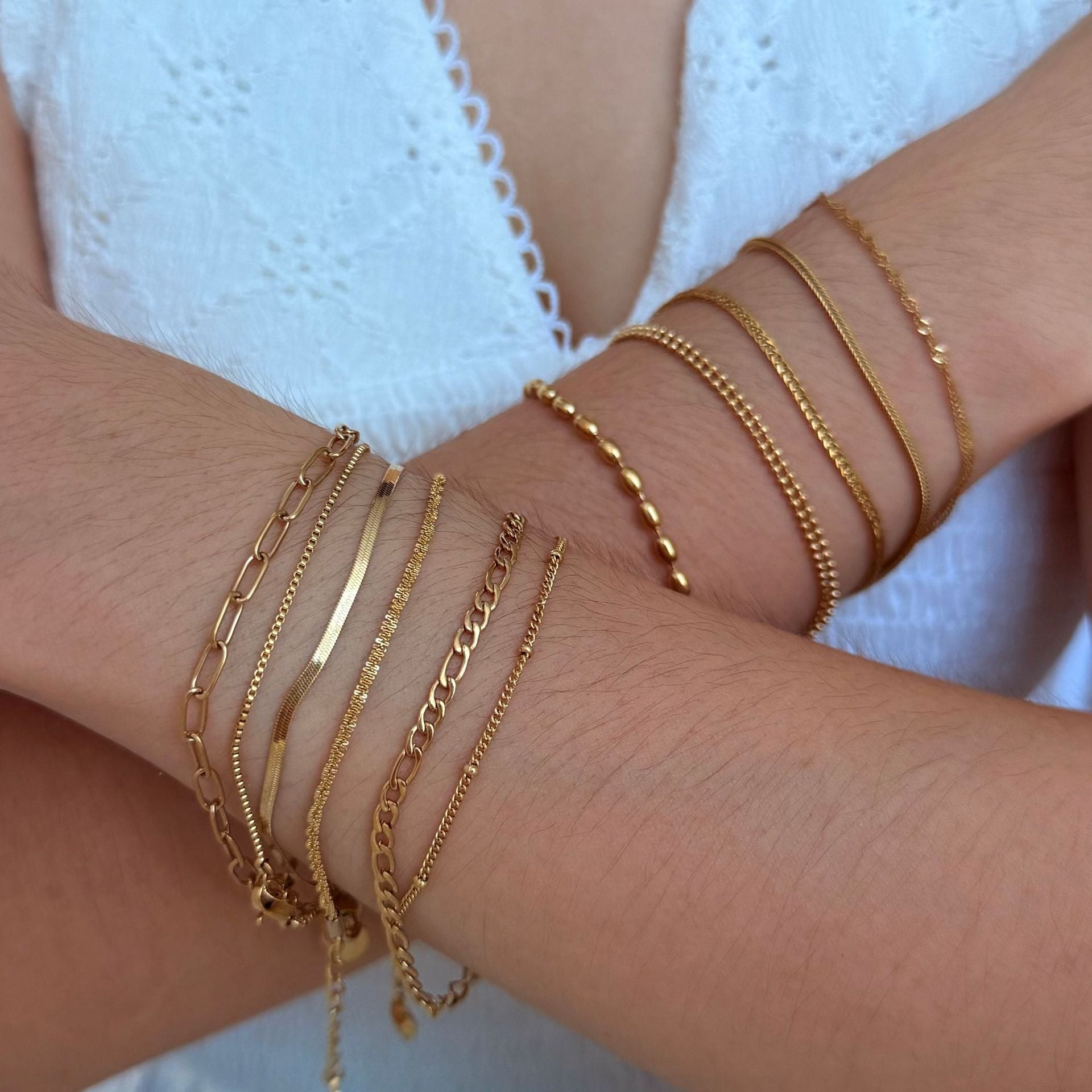 Customizable PVD 18k gold plated stainless steel simple design chain bracelets for unisex fashion chain link bracelets