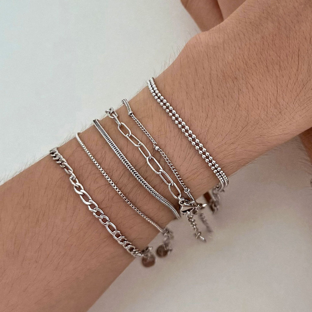 Customizable PVD 18k gold plated stainless steel simple design chain bracelets for unisex fashion chain link bracelets
