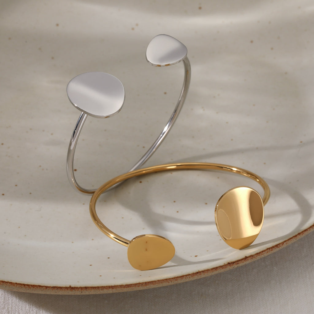 BB10KL Customizable 18K Gold PVD Plated Stainless Steel Open Cuff Bracelets Fashionable Bangles for Women
