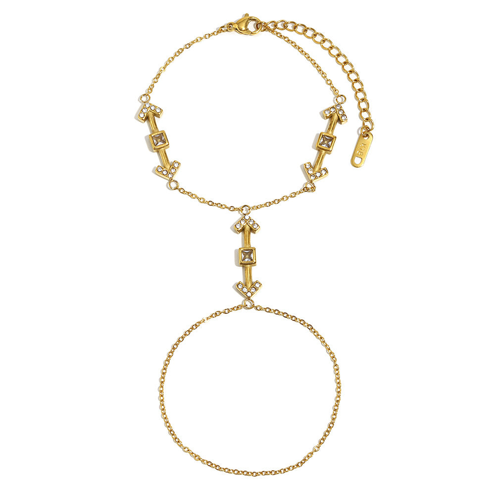Customizable 18K Gold Plated PVD Stainless Steel Chain Bracelet with Zircons for Anniversaries