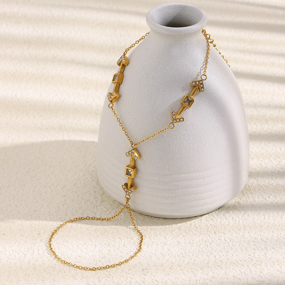 Customizable 18K Gold Plated PVD Stainless Steel Chain Bracelet with Zircons for Anniversaries