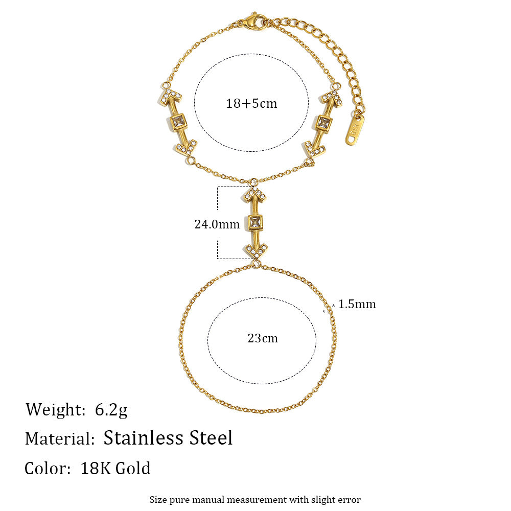Customizable 18K Gold Plated PVD Stainless Steel Chain Bracelet with Zircons for Anniversaries