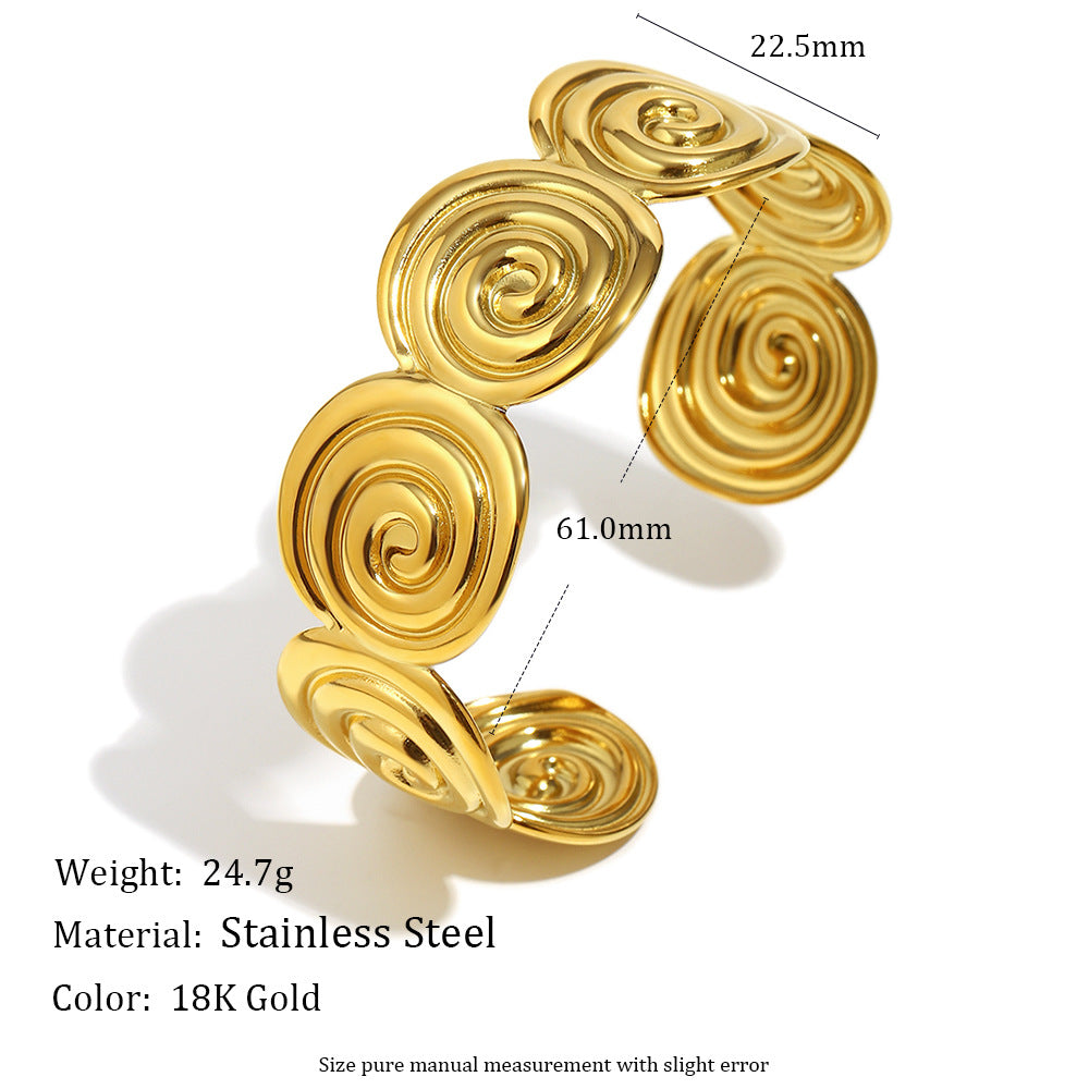 Customizable 18K Gold PVD Stainless Steel Open Cuff Bracelets Fashionable Open-End Bangles