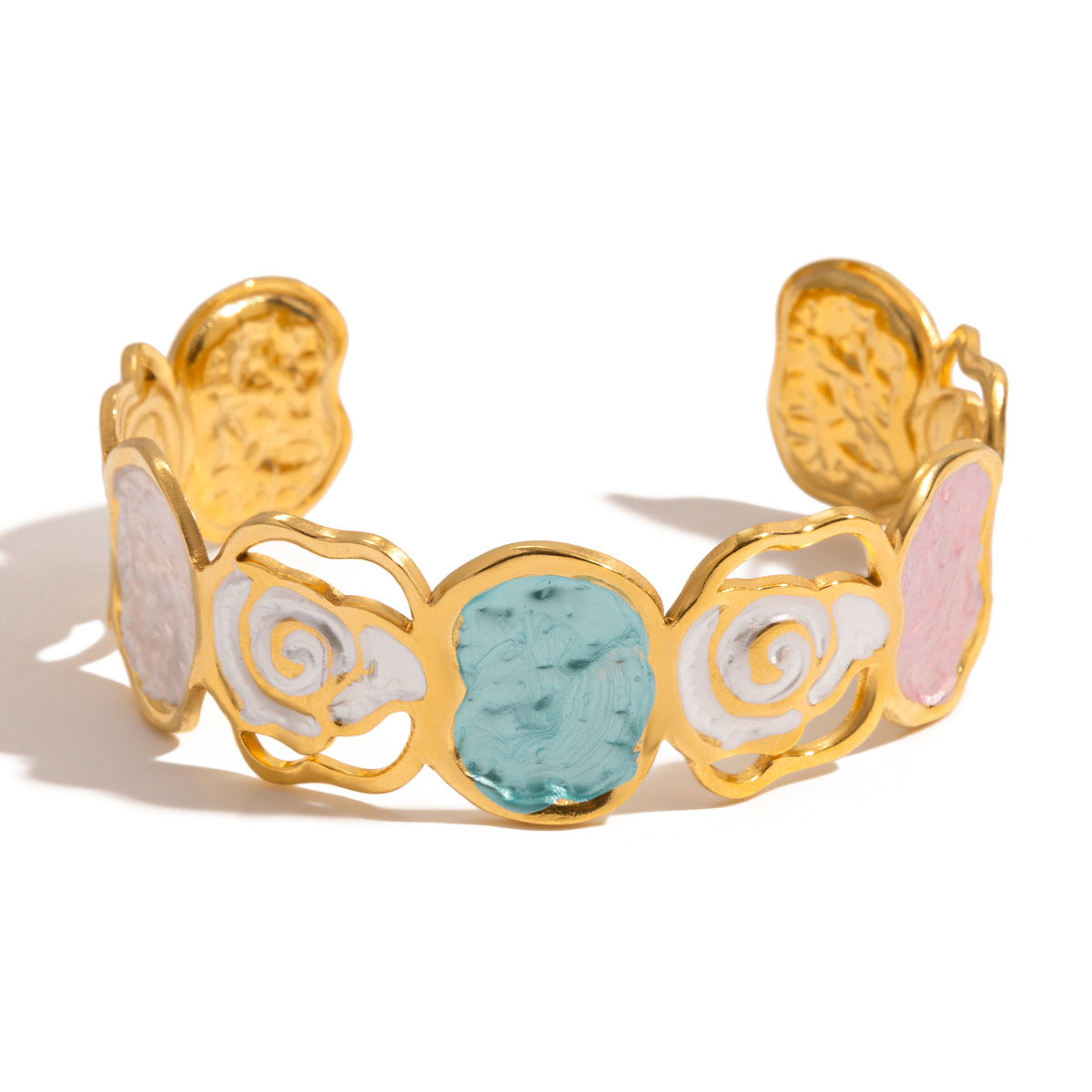Customizable 18k PVD Plated Stainless Steel Open Bangles with Colorful Enameling Fashion Jewelry Bracelets Bangles