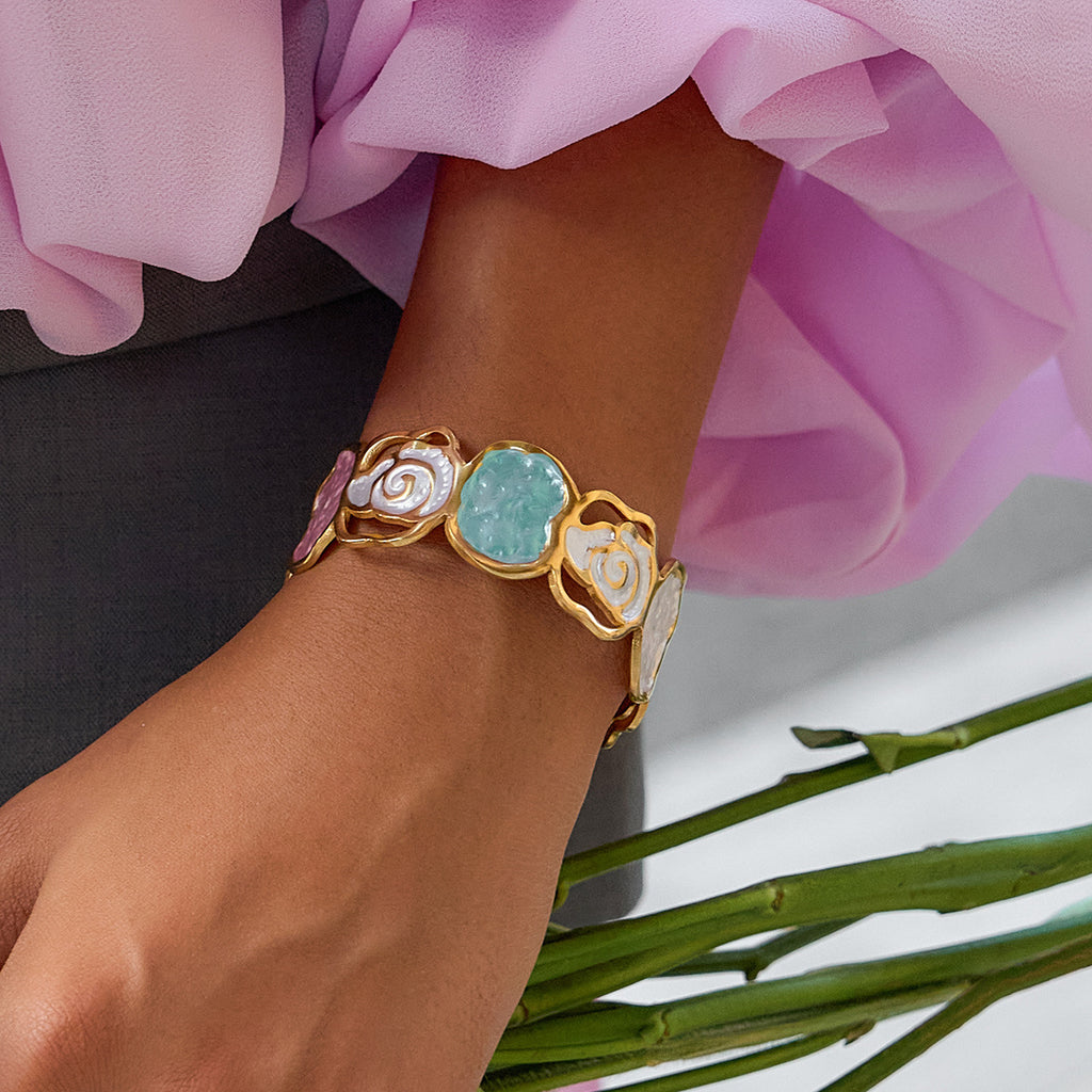 Customizable 18k PVD Plated Stainless Steel Open Bangles with Colorful Enameling Fashion Jewelry Bracelets Bangles
