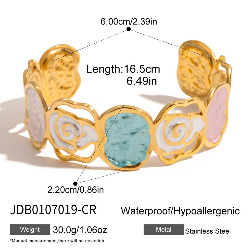 Customizable 18k PVD Plated Stainless Steel Open Bangles with Colorful Enameling Fashion Jewelry Bracelets Bangles