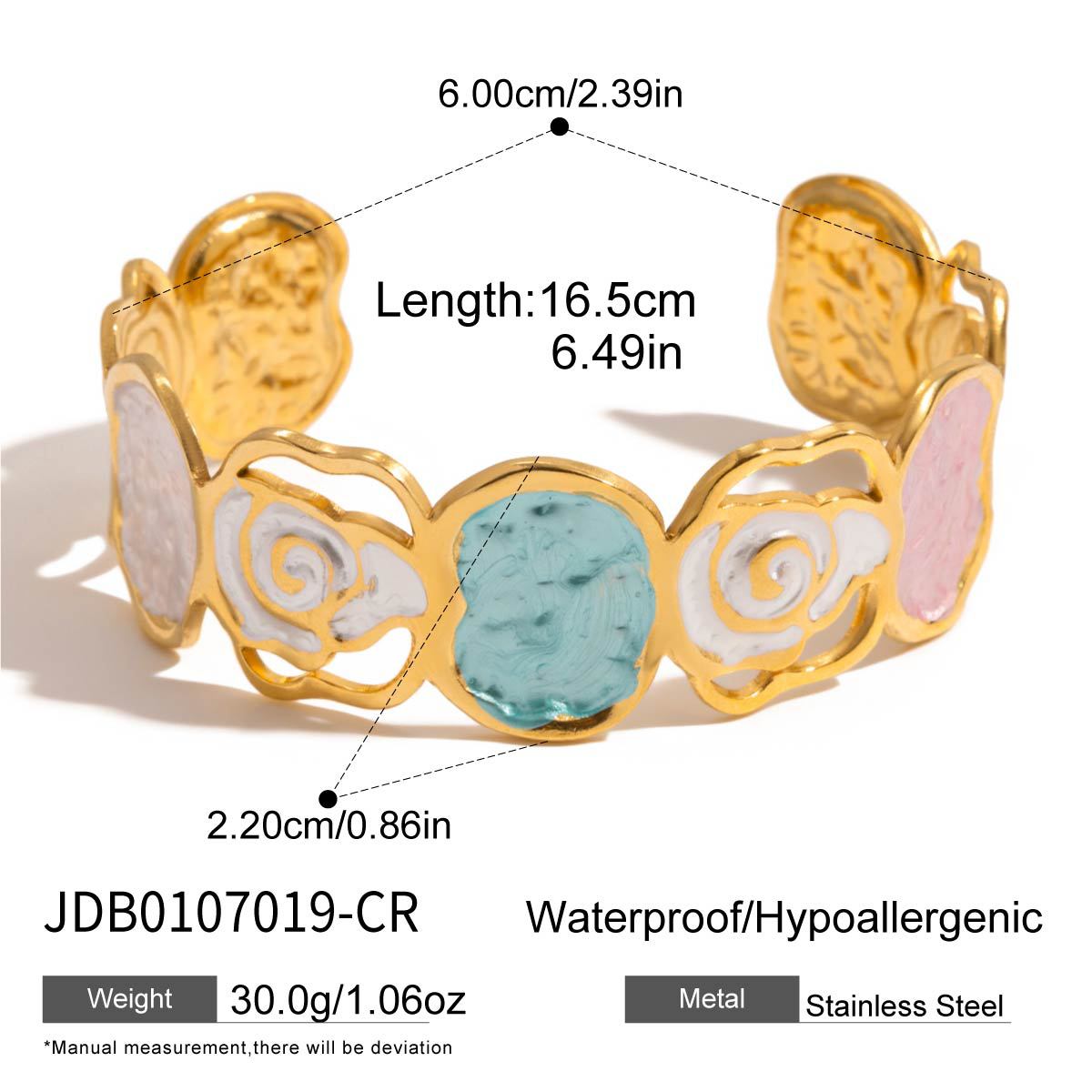 Customizable 18k PVD Plated Stainless Steel Open Bangles with Colorful Enameling Fashion Jewelry Bracelets Bangles