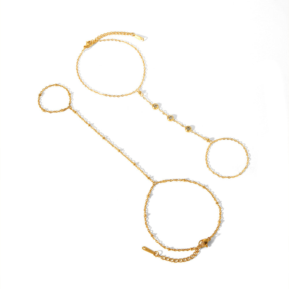 Customizable 18K Gold Plated PVD Stainless Steel Chain Bracelet with Zircons Trendy Fashion Jewelry for Girls' Parties