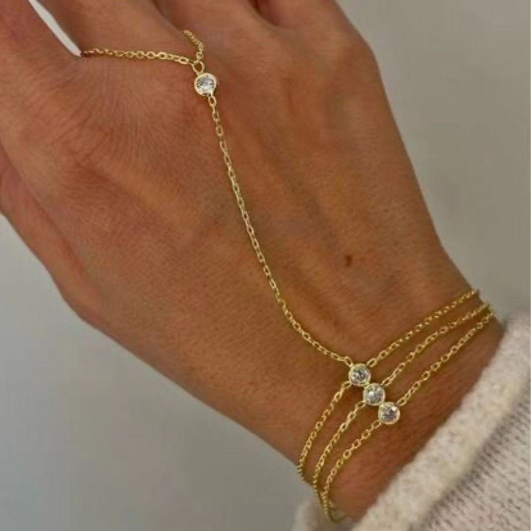 Customizable 18K Gold Plated PVD Stainless Steel Chain Bracelet with Zircons Trendy Fashion Jewelry for Girls' Parties