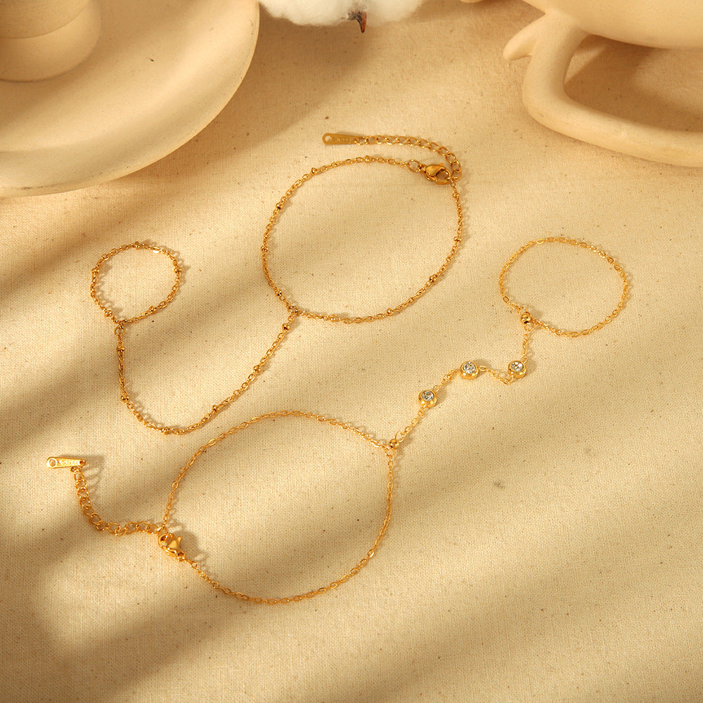 Customizable 18K Gold Plated PVD Stainless Steel Chain Bracelet with Zircons Trendy Fashion Jewelry for Girls' Parties