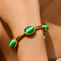 Customizable 18K Gold PVD Plated Stainless Steel Cuff Bracelets Fashionable Green Gemstone Bangles for Women