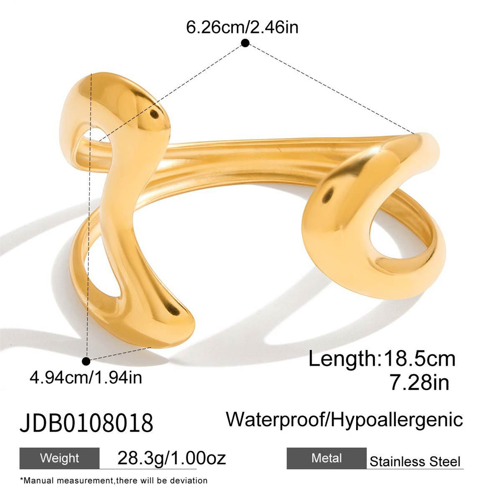 Customizable 18K Gold PVD Plated Stainless Steel Fashion Cuff Bracelets Bangles for Men and Women
