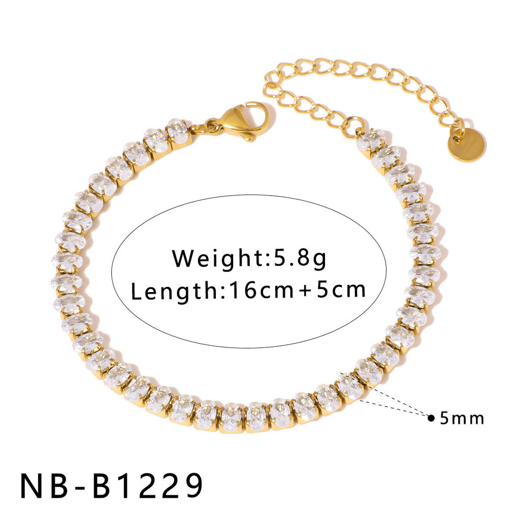 Customizable Stainless Steel 18K Gold PVD Plated Chain Bracelets Trendy Zircon Waterproof Hypoallergenic Unisex Gift