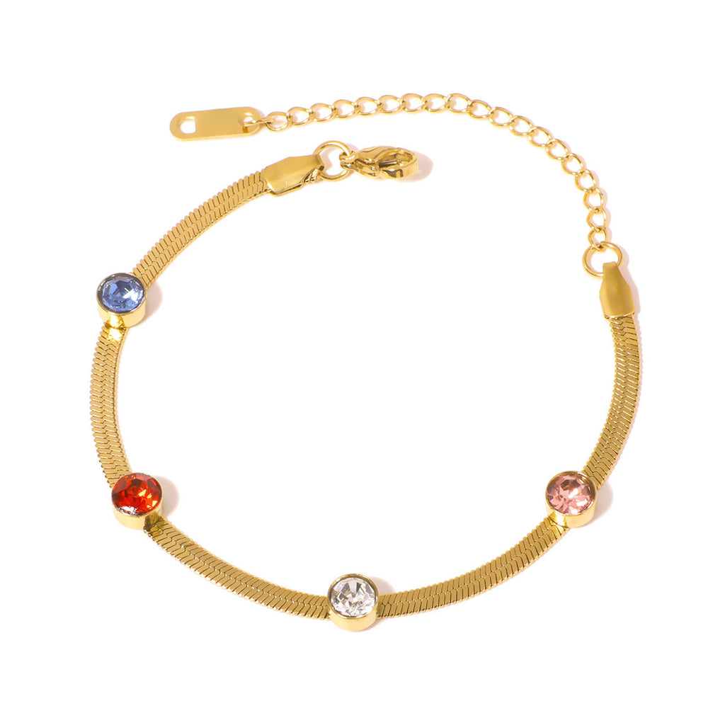 Customizable Stainless Steel 18K Gold PVD Plated Chain Bracelets Trendy Zircon Waterproof Hypoallergenic Unisex Gift