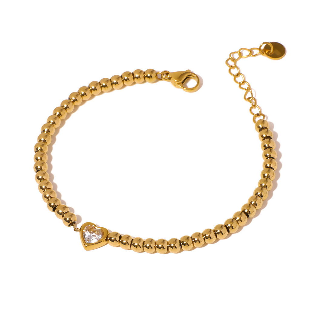 Customizable Stainless Steel 18K Gold PVD Plated Chain Bracelets Trendy Zircon Waterproof Hypoallergenic Unisex Gift