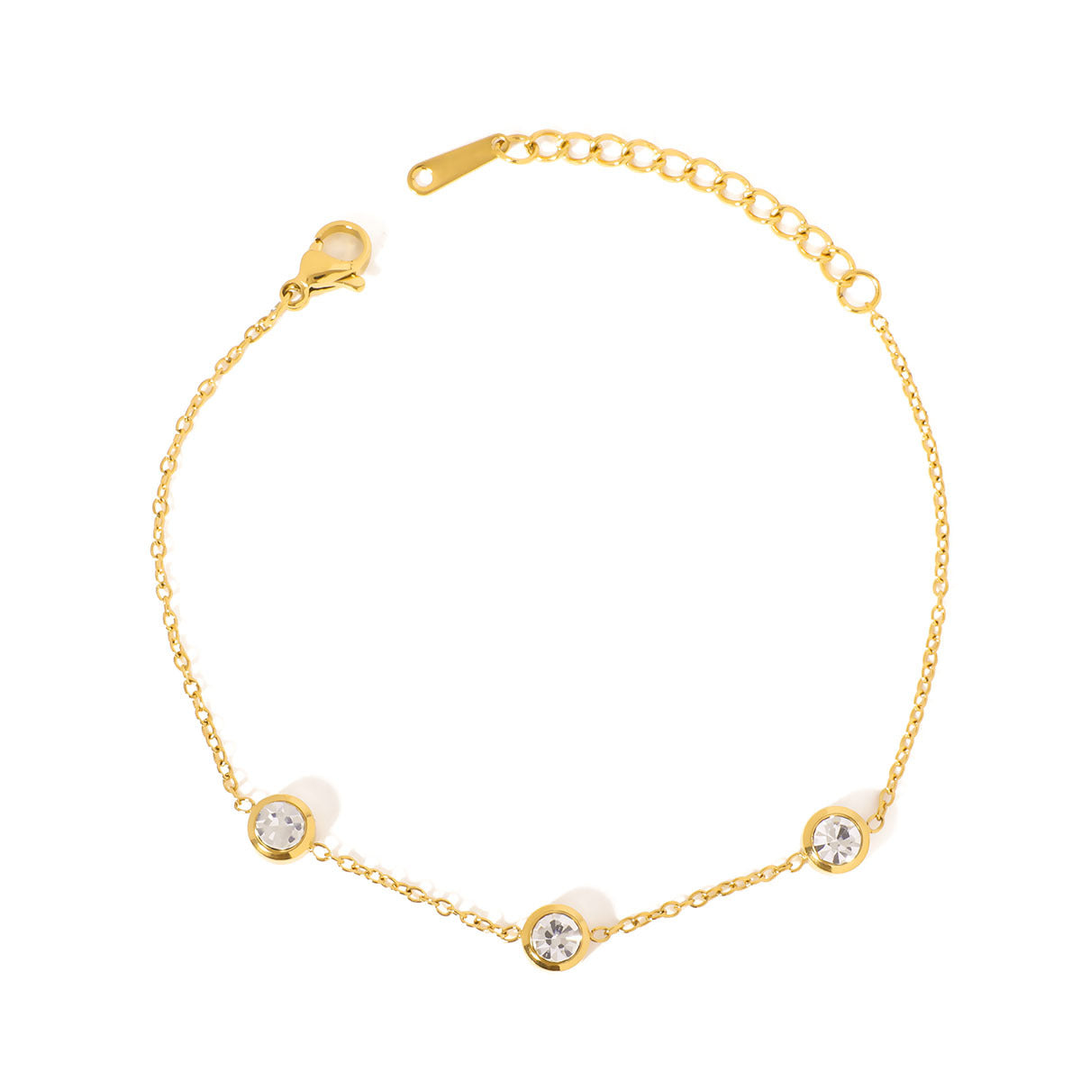 Classic Stainless Steel 18K Gold Plated Chain Bracelets with Pearls Zircons Stones for Anniversary Personalized Bracelet