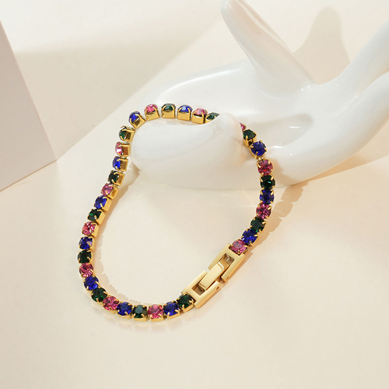 Customizable Stainless Steel 18K Gold PVD Plated Butterfly Chain Trendy Colorful Zircon Waterproof Hypoallergenic Unisex Gift