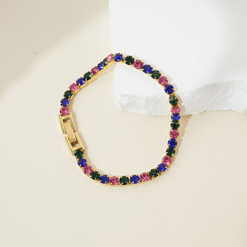 Customizable Stainless Steel 18K Gold PVD Plated Butterfly Chain Trendy Colorful Zircon Waterproof Hypoallergenic Unisex Gift