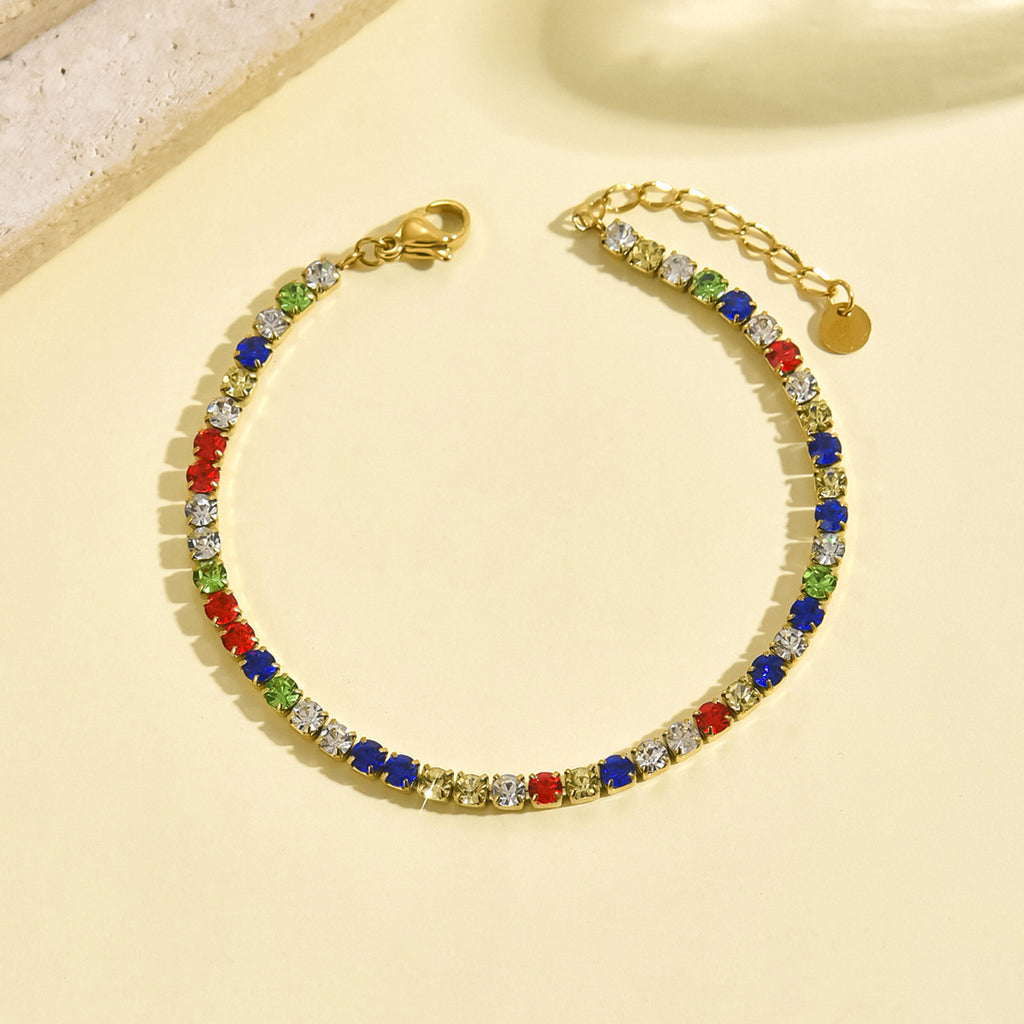 Customizable Stainless Steel 18K Gold PVD Plated Butterfly Chain Trendy Colorful Zircon Waterproof Hypoallergenic Unisex Gift