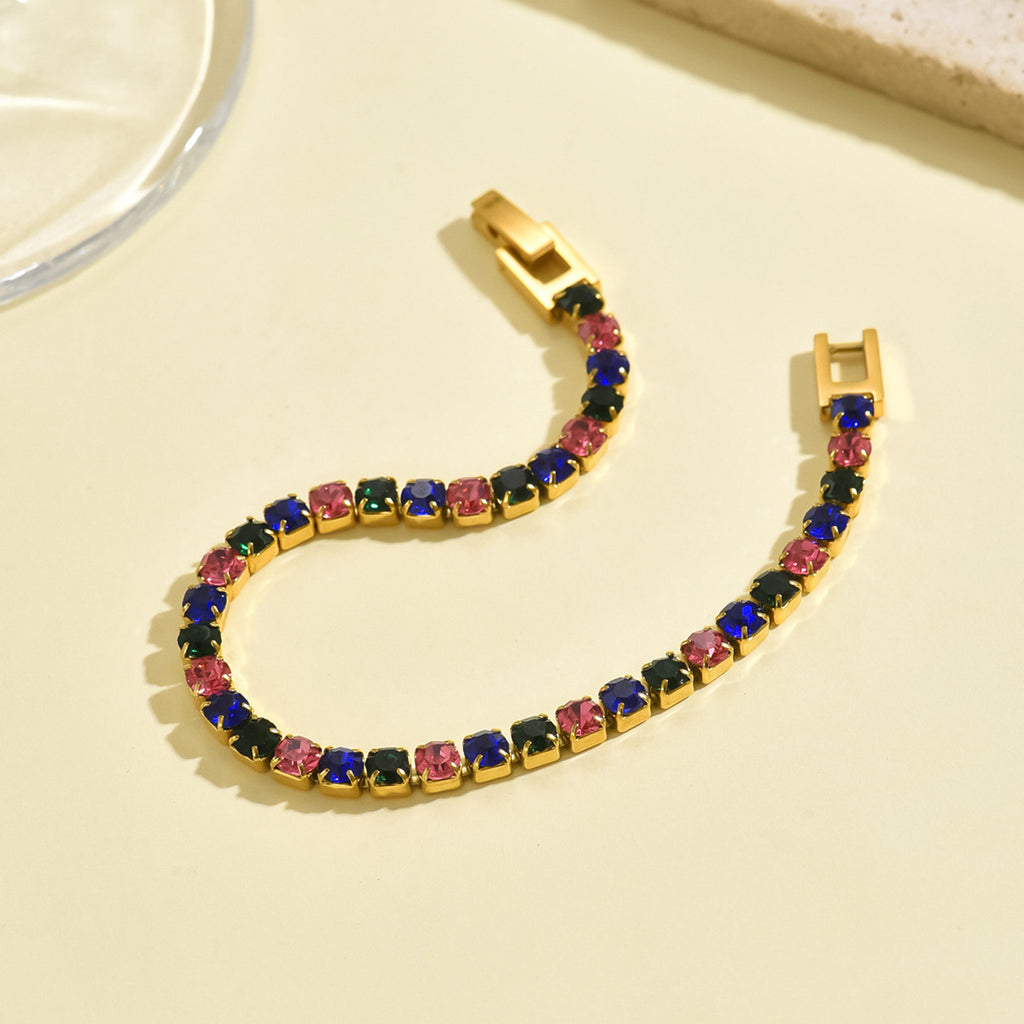 Customizable Stainless Steel 18K Gold PVD Plated Butterfly Chain Trendy Colorful Zircon Waterproof Hypoallergenic Unisex Gift
