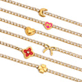 Customizable Stainless Steel 18K Gold PVD Plated Chain Bracelets Trendy Zircon Waterproof Hypoallergenic Heart Flower Moon Bow
