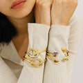Stainless Steel 18K True Gold Plated Cute Open Cuff Bracelets & Bangles CROWN Knotted Simple Versatile Women's Gift