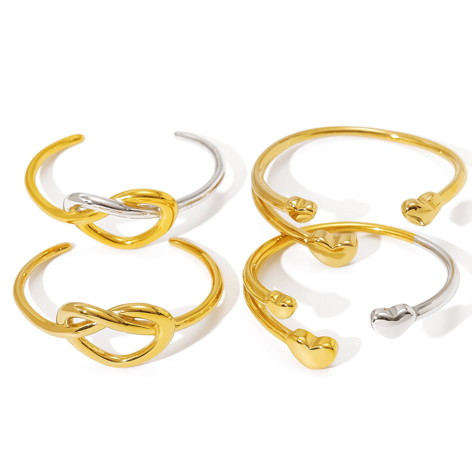 Stainless Steel 18K True Gold Plated Cute Open Cuff Bracelets & Bangles CROWN Knotted Simple Versatile Women's Gift