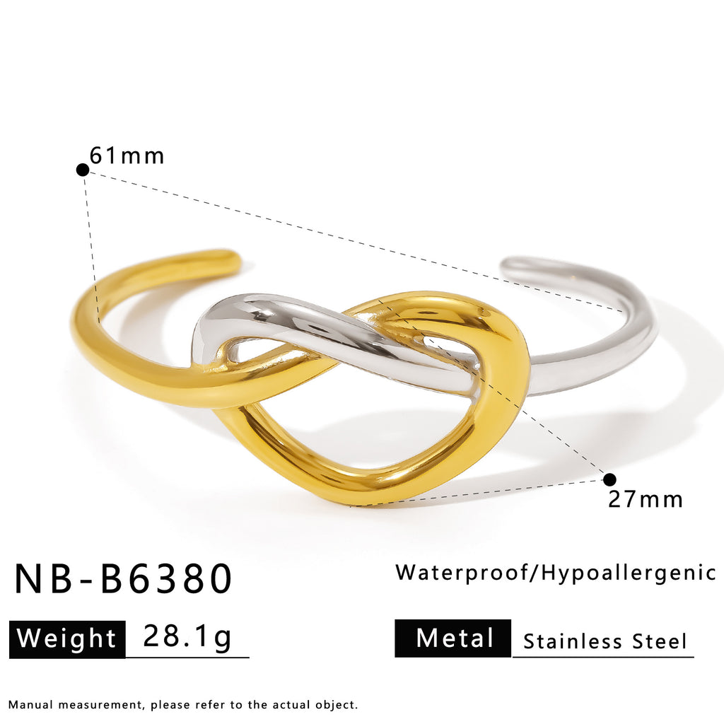 Stainless Steel 18K True Gold Plated Cute Open Cuff Bracelets & Bangles CROWN Knotted Simple Versatile Women's Gift