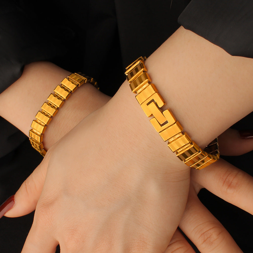 Unisex 18K Gold PVD Plated Stainless Steel Vintage Wrap Bracelets & Bangles with Crown Shape-Gift Jewelry