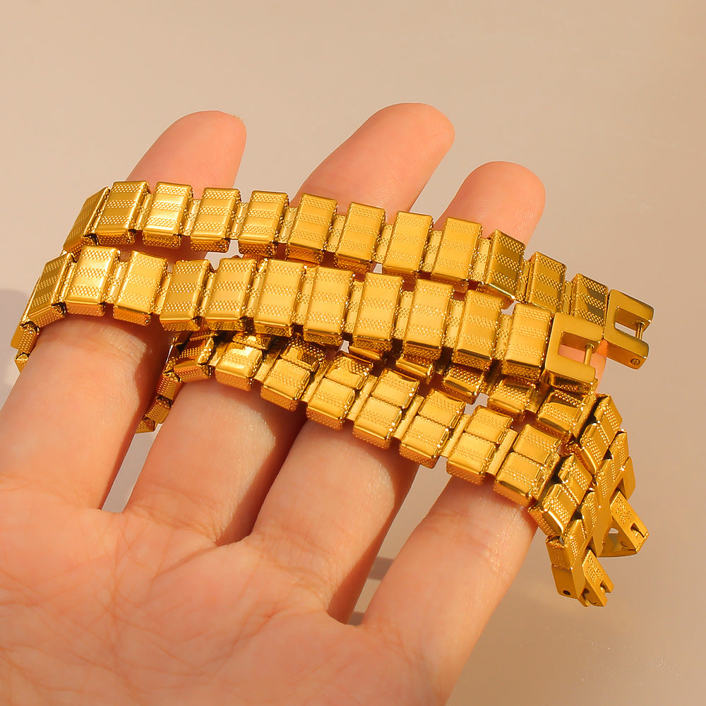 Unisex 18K Gold PVD Plated Stainless Steel Vintage Wrap Bracelets & Bangles with Crown Shape-Gift Jewelry
