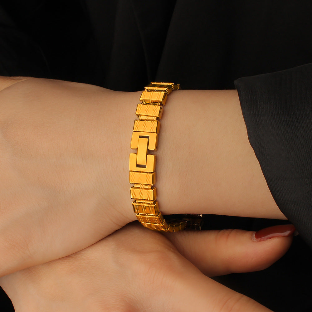 Unisex 18K Gold PVD Plated Stainless Steel Vintage Wrap Bracelets & Bangles with Crown Shape-Gift Jewelry