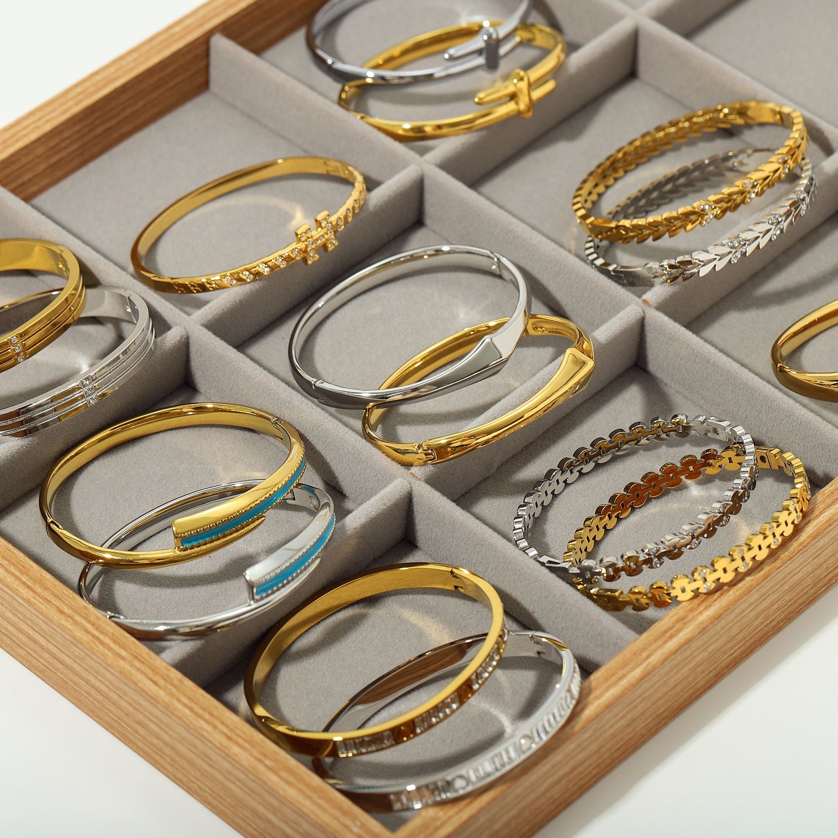 18K Gold Plated Stainless Steel Bangles with Zircon Stones and Color Enamel Trendy Unisex Jewelry for Parties