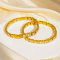 Unisex 18K Gold PVD Plated Stainless Steel Elastic Chain Cute Gift Certified Bracelets with White Zircons