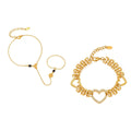 New Arrival Trendy Women's Stainless Steel Finger Bracelet Hand Chain Heart-Shaped Zircon Inlaid 18K Gold Plated Watch Chain