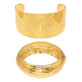 Chunky Stainless Steel 18K True Gold Plated Cute Open Cuff Bracelets & Bangles Crown Pattern Fashion Jewelry for Women's-Gift