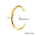 Simple Design Stainless Steel 18K True Gold Plated Cute Open Cuff Bracelets & Bangles Certified Fashion Jewelry for Women's-Gift