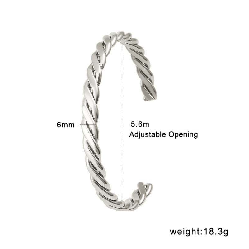 Simple Design Stainless Steel 18K True Gold Plated Cute Open Cuff Bracelets & Bangles Certified Fashion Jewelry for Women's-Gift