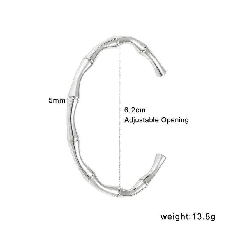 Simple Design Stainless Steel 18K True Gold Plated Cute Open Cuff Bracelets & Bangles Certified Fashion Jewelry for Women's-Gift