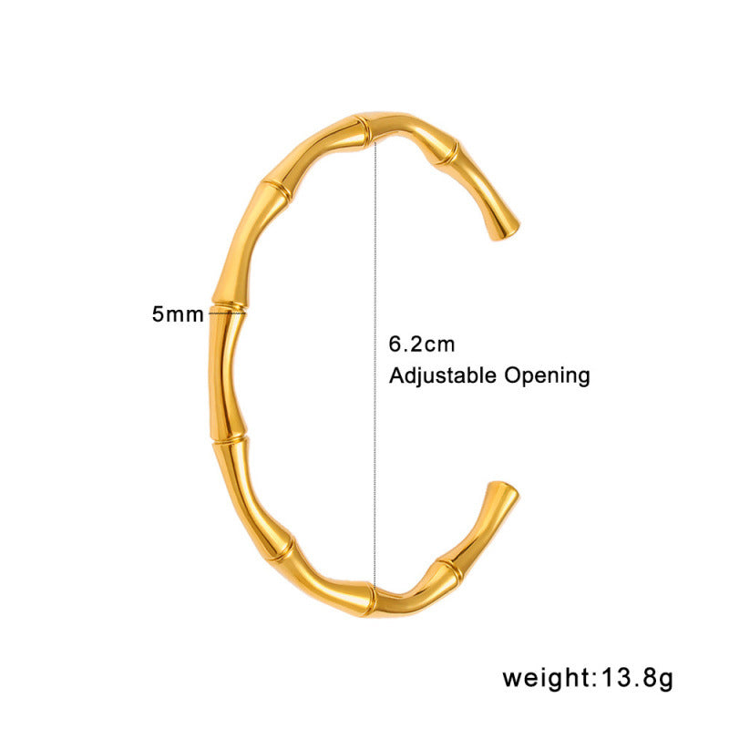 Simple Design Stainless Steel 18K True Gold Plated Cute Open Cuff Bracelets & Bangles Certified Fashion Jewelry for Women's-Gift
