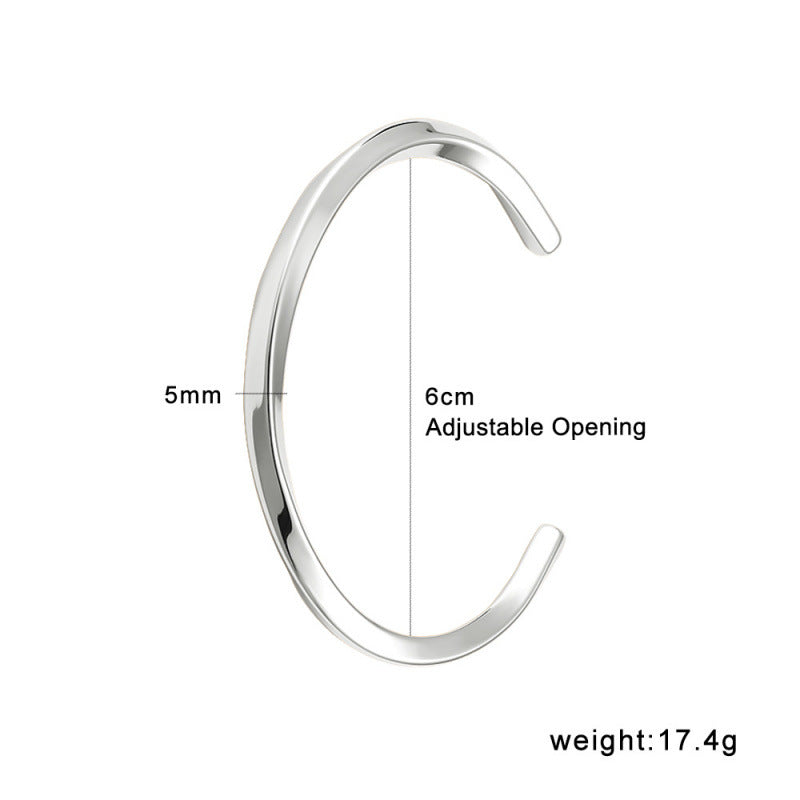 Simple Design Stainless Steel 18K True Gold Plated Cute Open Cuff Bracelets & Bangles Certified Fashion Jewelry for Women's-Gift