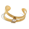 Customizable Vintage 18K Gold Plated Stainless Steel White Zircon Chunky Bangles Gift