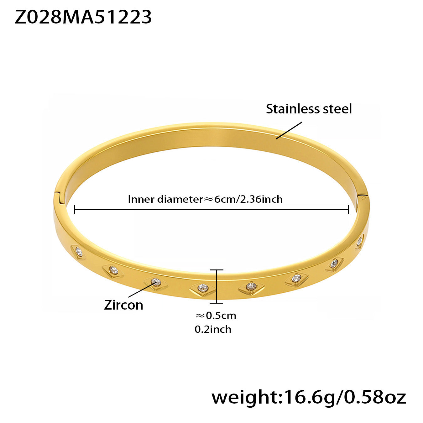 MH Real Gold PVD Stainless Steel Zircon Turquoise Crown Vintage Fashion Jewelry Bracelets Bangles Wholesale Gift