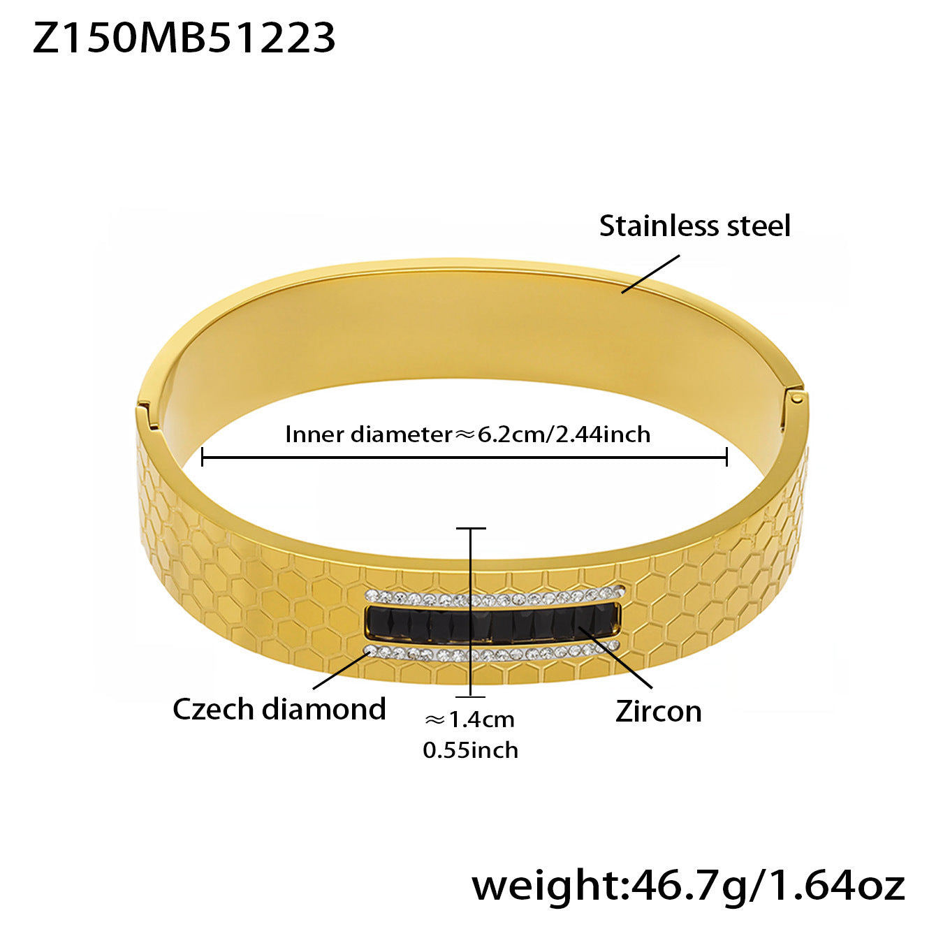 MH Real Gold PVD Stainless Steel Zircon Turquoise Crown Vintage Fashion Jewelry Bracelets Bangles Wholesale Gift