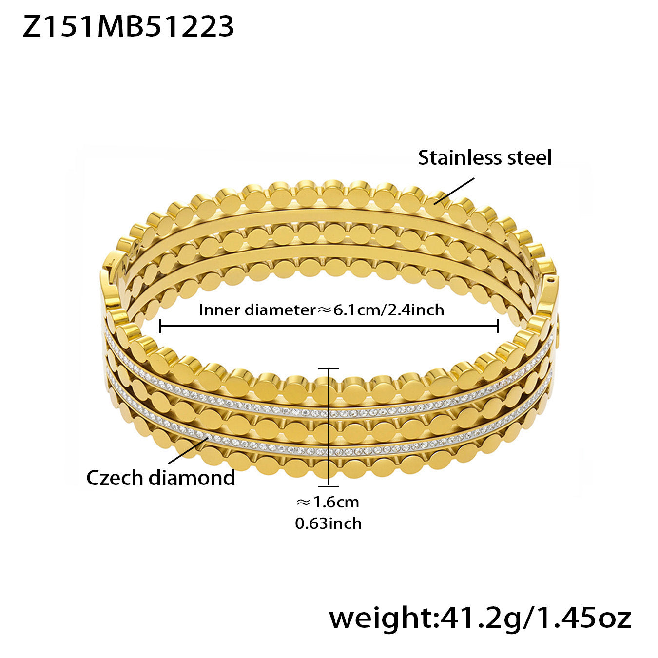 MH Real Gold PVD Stainless Steel Zircon Turquoise Crown Vintage Fashion Jewelry Bracelets Bangles Wholesale Gift