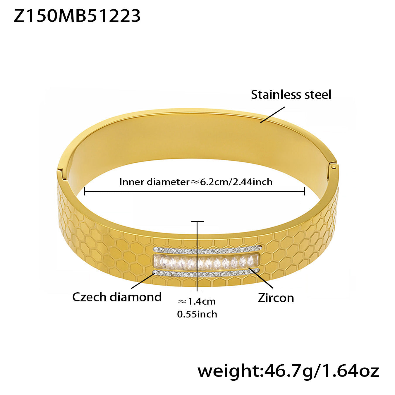 MH Real Gold PVD Stainless Steel Zircon Turquoise Crown Vintage Fashion Jewelry Bracelets Bangles Wholesale Gift