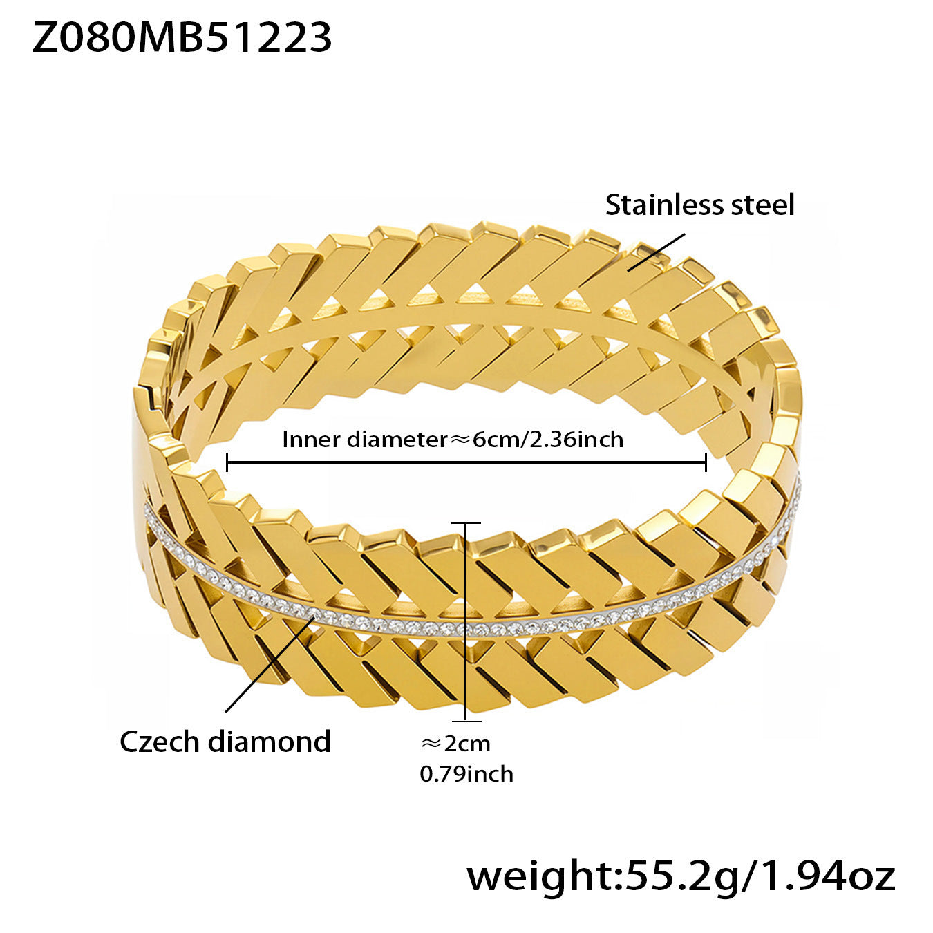 MH Real Gold PVD Stainless Steel Zircon Turquoise Crown Vintage Fashion Jewelry Bracelets Bangles Wholesale Gift